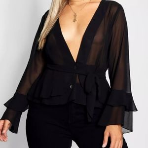 Sheer wrap shirt